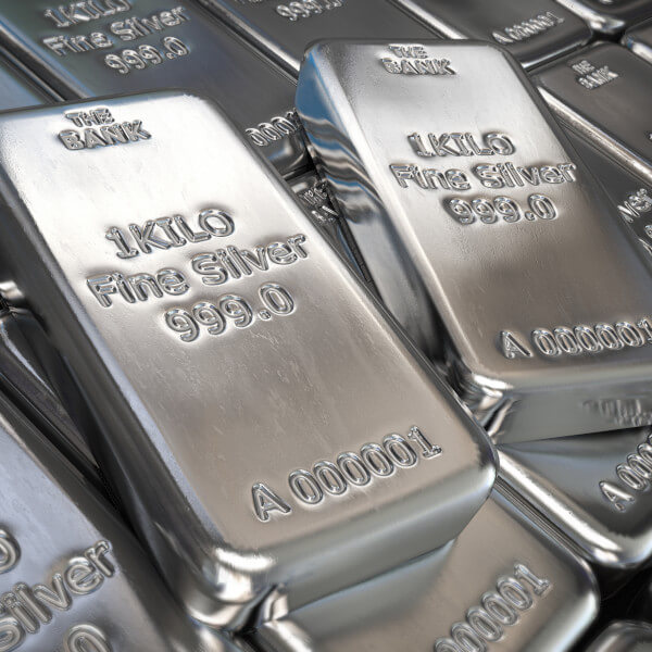 a stack of silver bullion bars