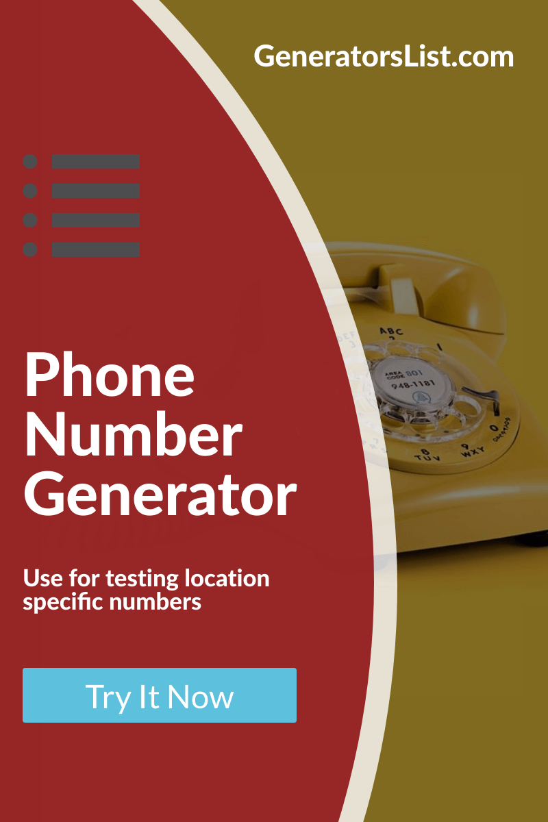 Phone Number Generator Generator Random Phone Numbers Generators List