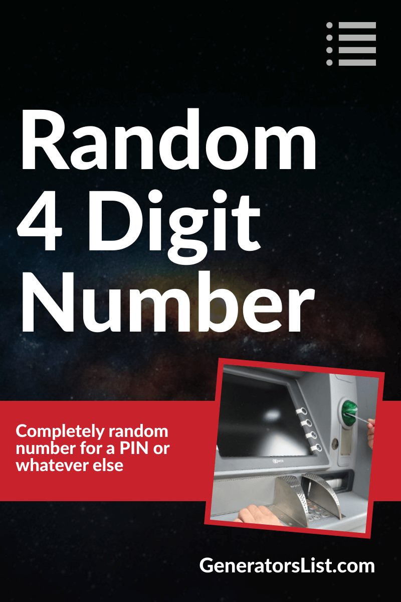 Random 4 Digit Number Generator Generators List